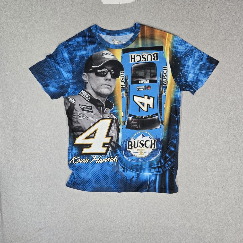 Stewart-Haas Racing Men Shirt L Blue Graphic Kevin Harvick Racing Shirt Logo